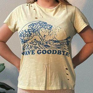 Light Yellow T-Shirt with Wave Graphic